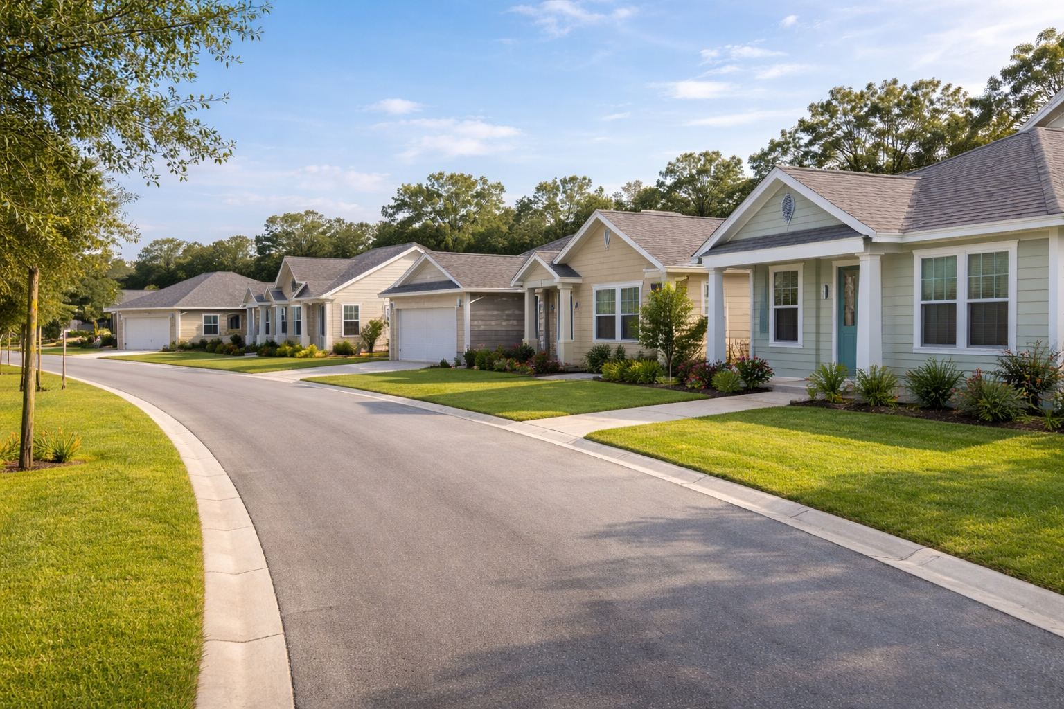 Pensacola Florida neighborhood with family homes in morning light